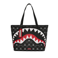 GRAY PEEKING CHARACTER CHECK TOTE