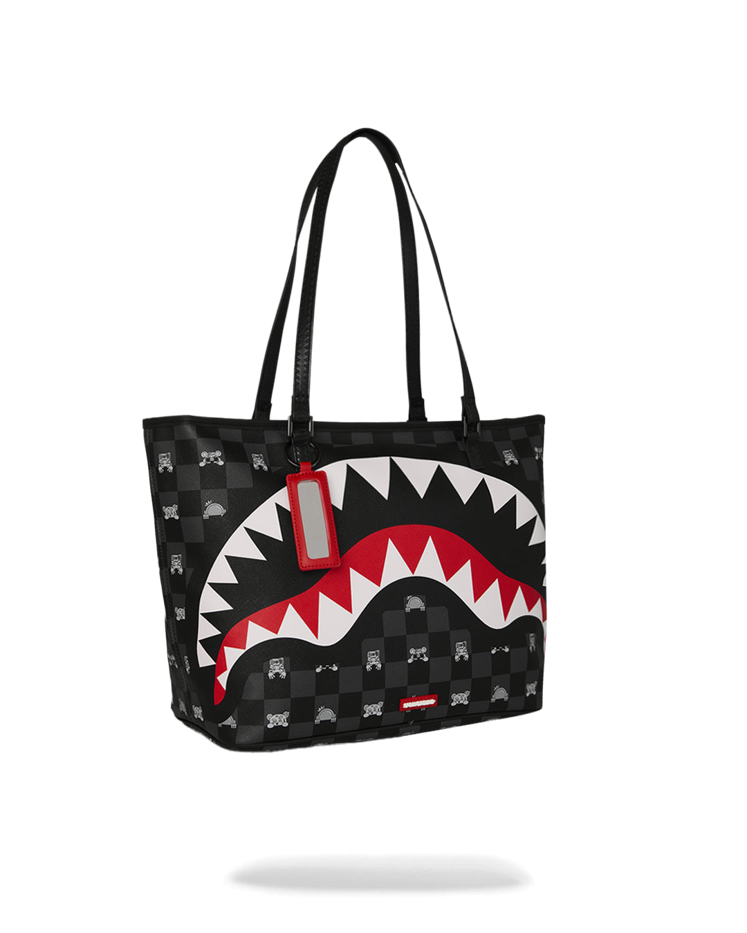 GRAY PEEKING CHARACTER CHECK TOTE