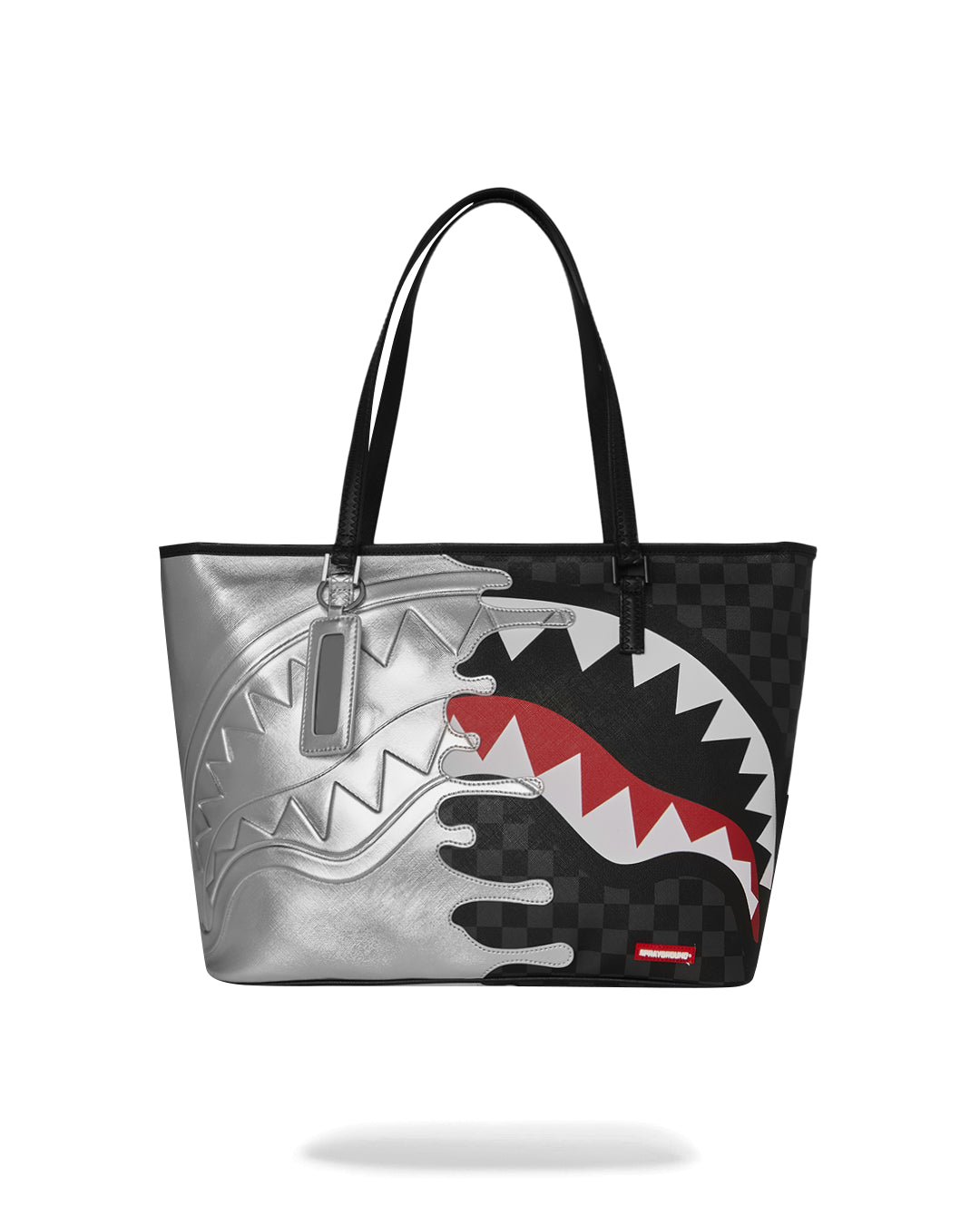 SILVER SIDE DRIP BLACK CHECK TOTE