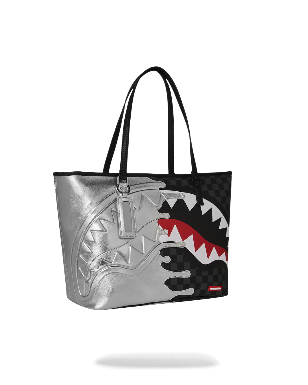 SILVER SIDE DRIP BLACK CHECK TOTE