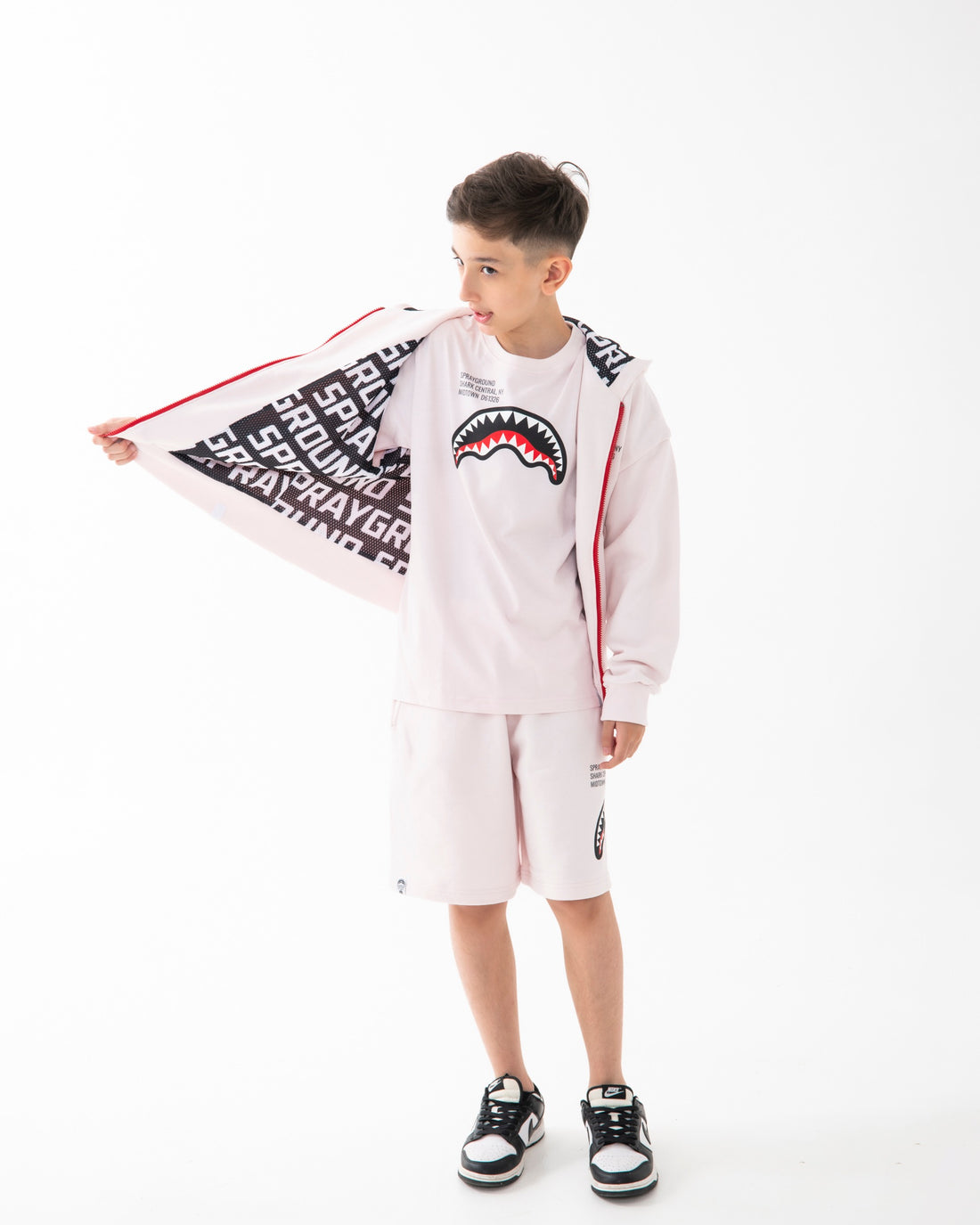 SHARK BASIC OVER FULLZIP HOODIE LIGHT PINK
