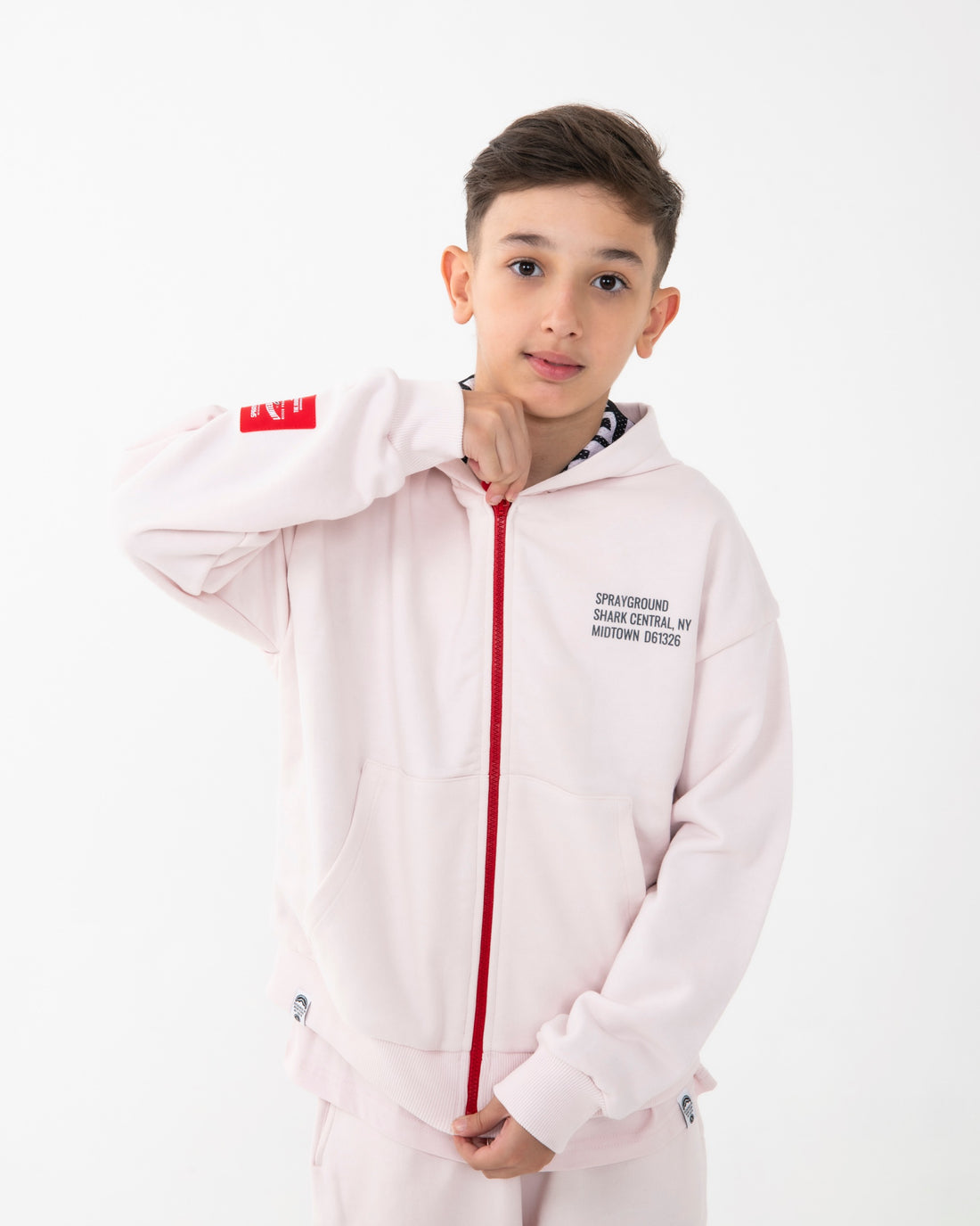 SHARK BASIC OVER FULLZIP HOODIE LIGHT PINK