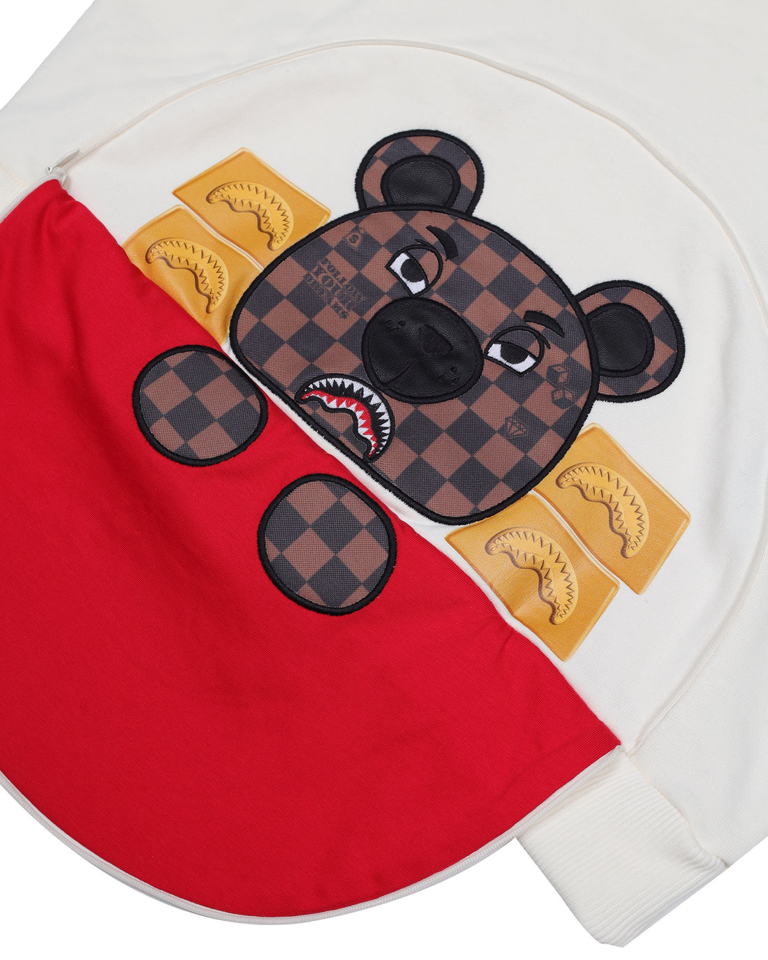 BEAR IN THE POCKET IVORY OVER CREWNECK
