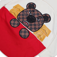 BEAR IN THE POCKET IVORY OVER CREWNECK