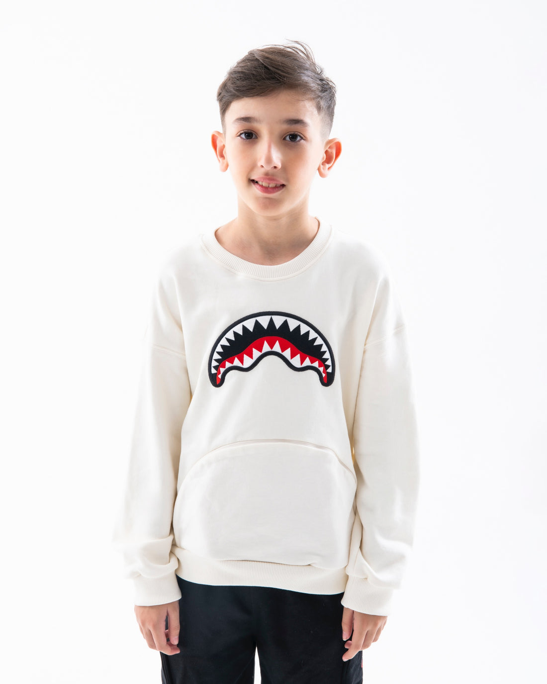 BEAR IN THE POCKET IVORY OVER CREWNECK