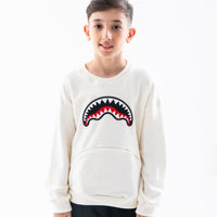 BEAR IN THE POCKET IVORY OVER CREWNECK