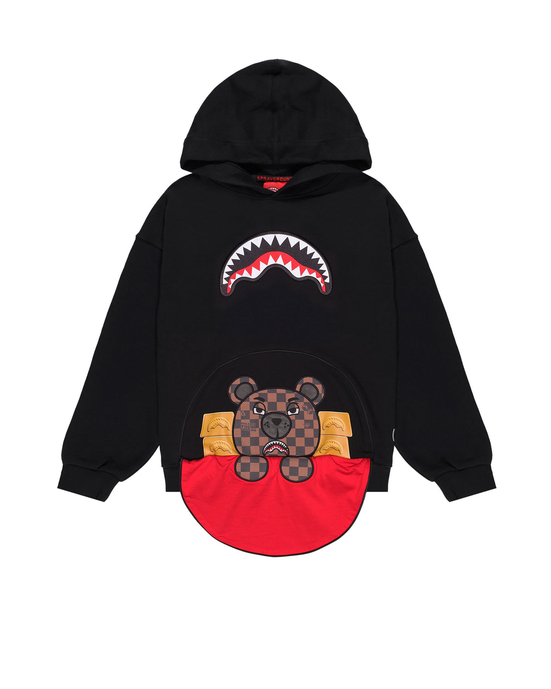 BEAR IN THE POCKET BLACK OVER HOODIE