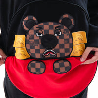 BEAR IN THE POCKET BLACK OVER HOODIE