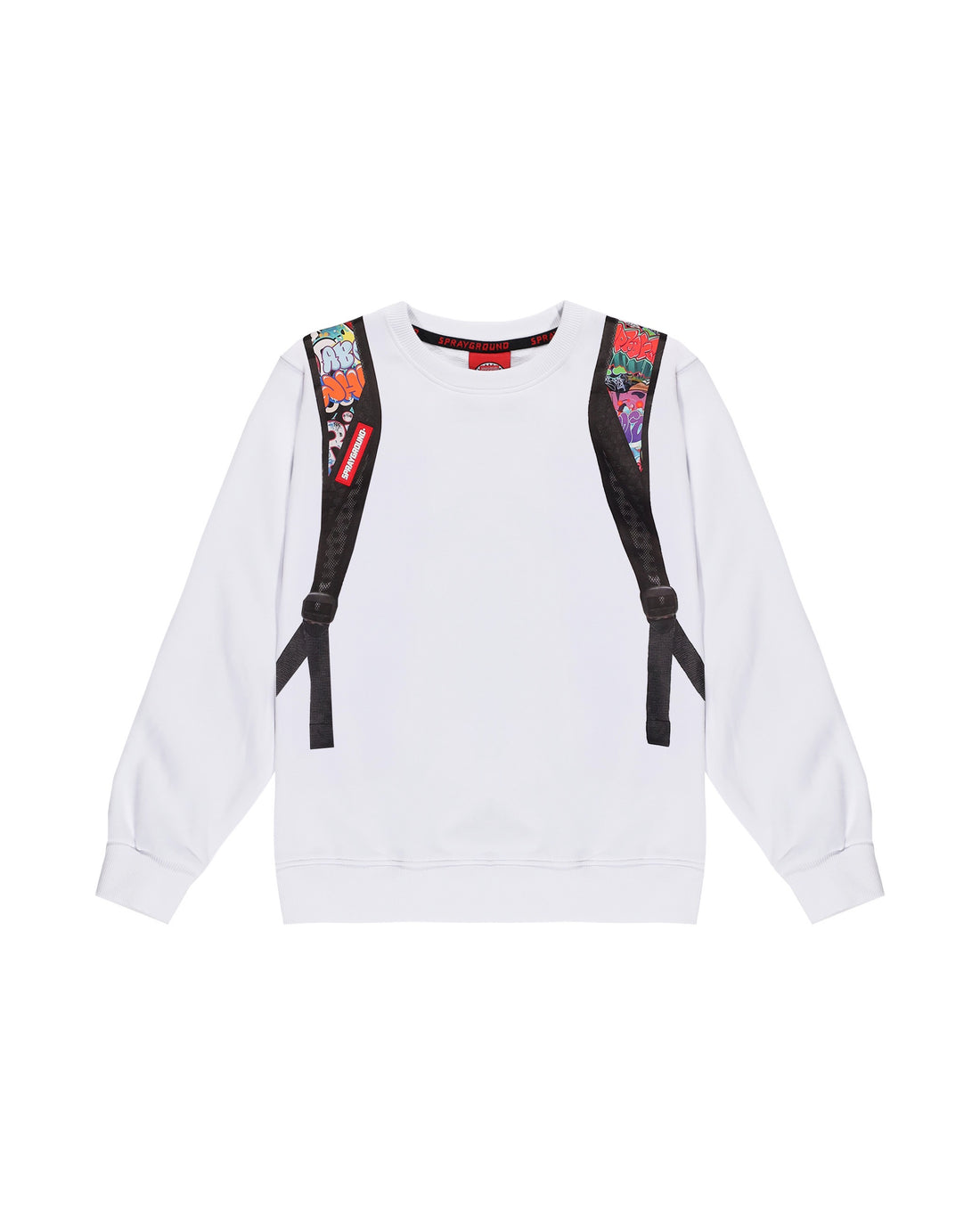 SPRAYGROUND WRITERS BACKPACK IN THE WHITE CREWNECK