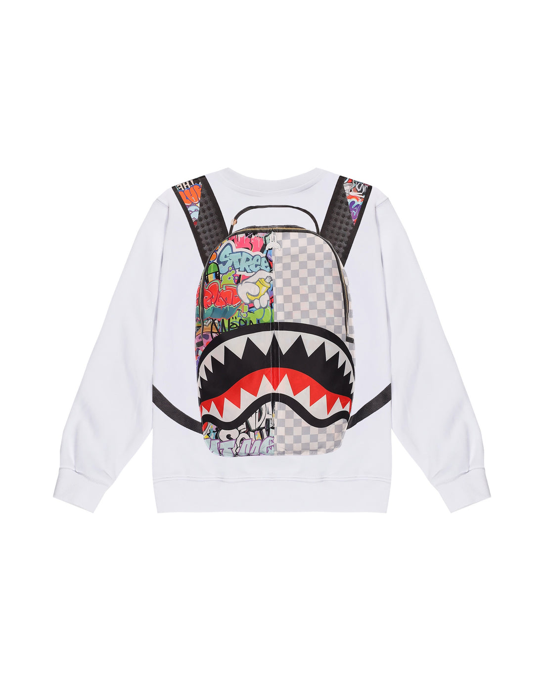 SPRAYGROUND WRITERS BACKPACK IN THE WHITE CREWNECK