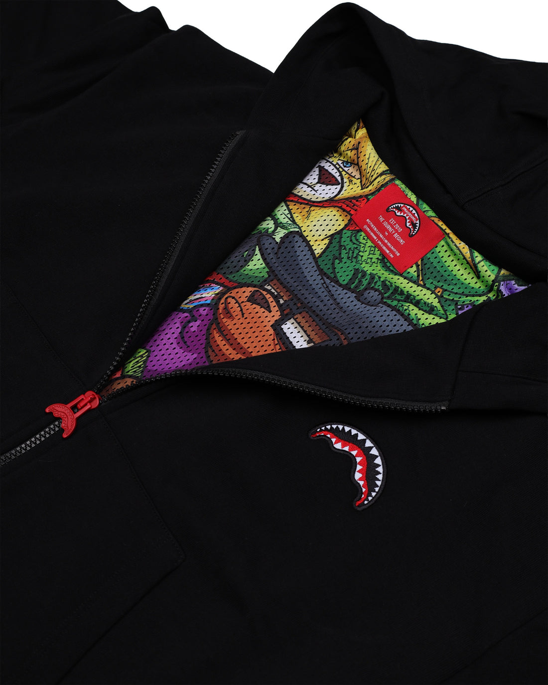 SHOW THE SHARK BLACK OVER FULL ZIP HOODIE