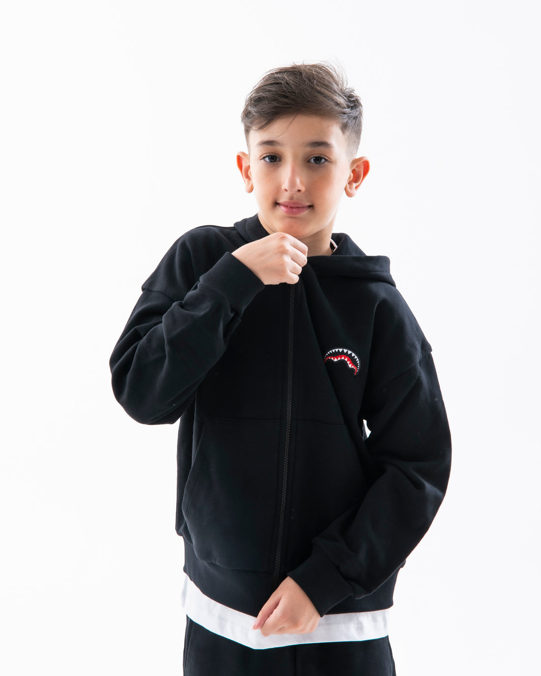 SHOW THE SHARK BLACK OVER FULL ZIP HOODIE