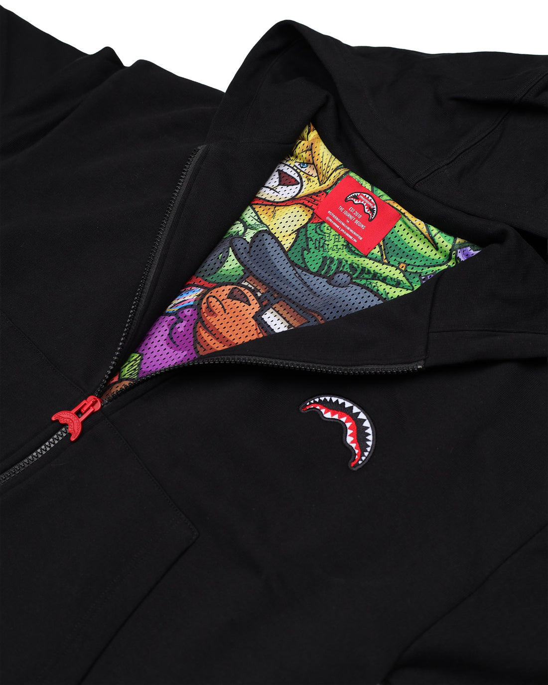 SHOW THE SHARK BLACK OVER FULL ZIP HOODIE