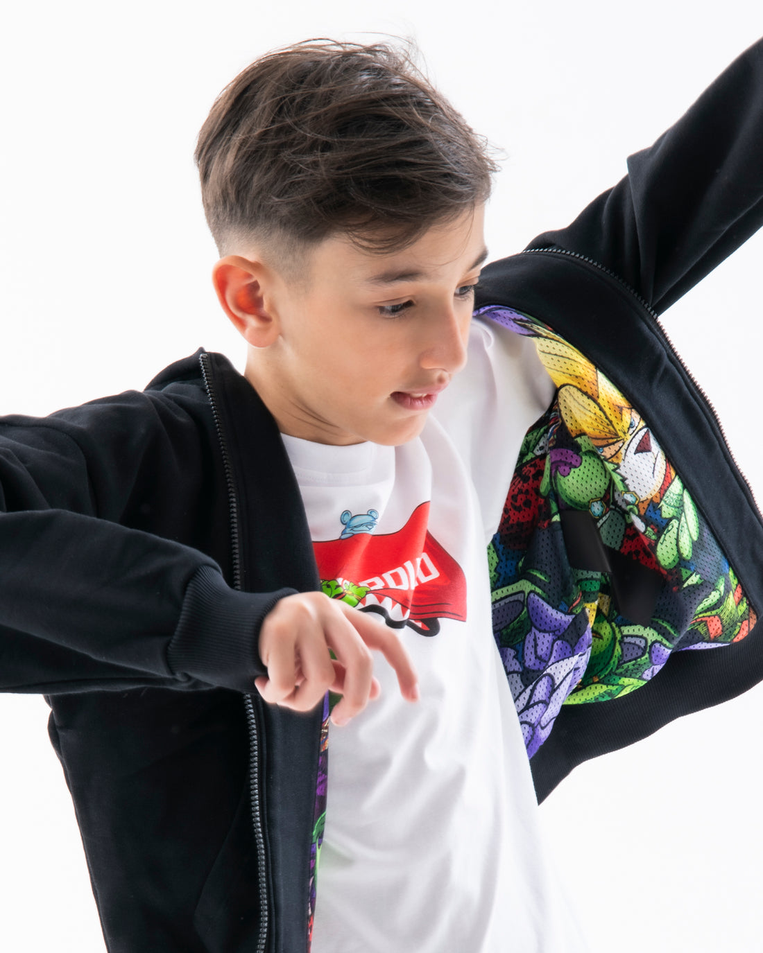 SHOW THE SHARK BLACK OVER FULL ZIP HOODIE