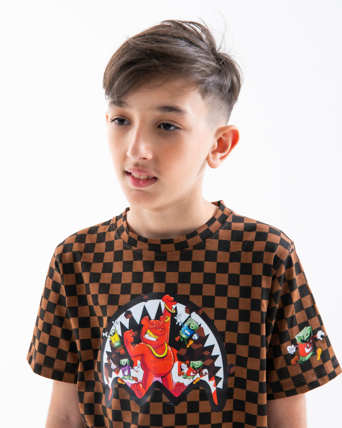 GET OUT BEAR CHECKERED REGULAR T-SHIRT