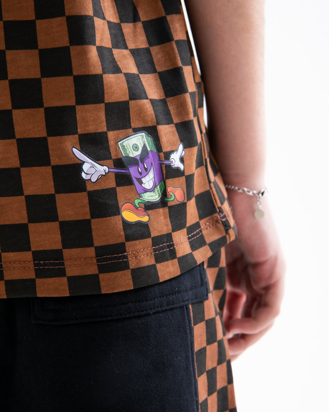 GET OUT BEAR CHECKERED REGULAR T-SHIRT