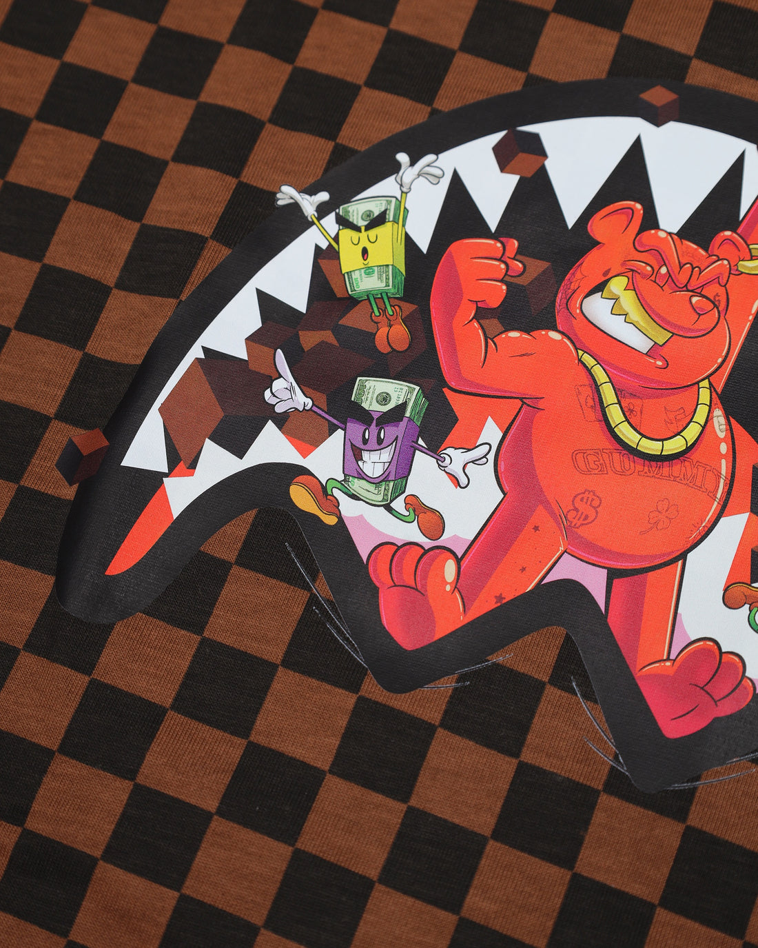 GET OUT BEAR CHECKERED REGULAR T-SHIRT