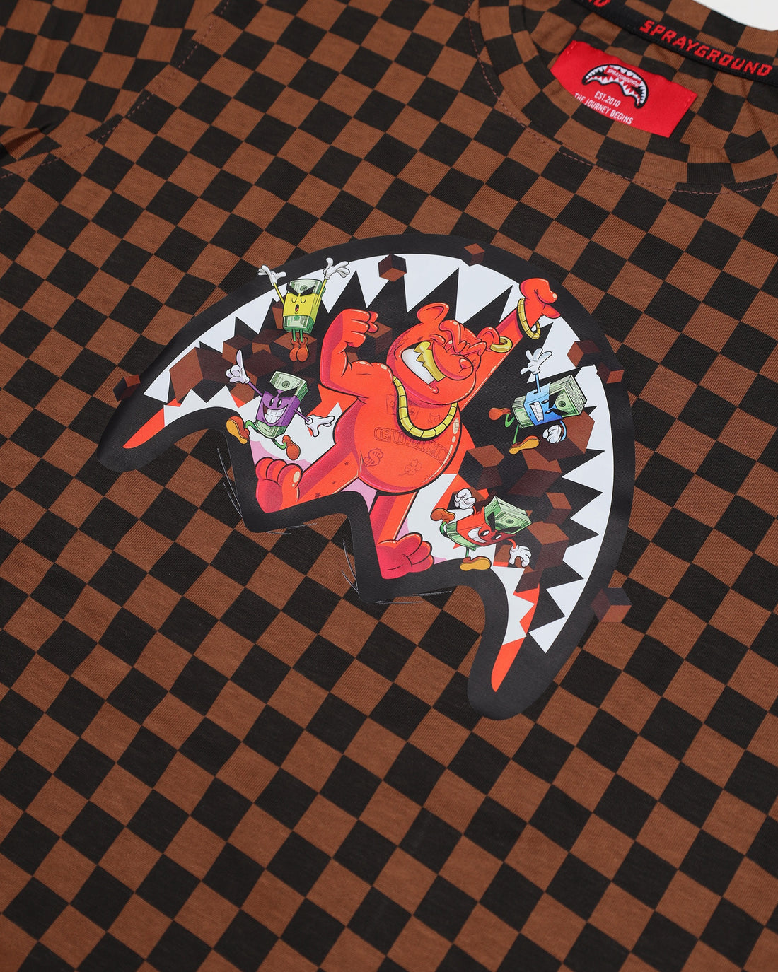 GET OUT BEAR CHECKERED REGULAR T-SHIRT