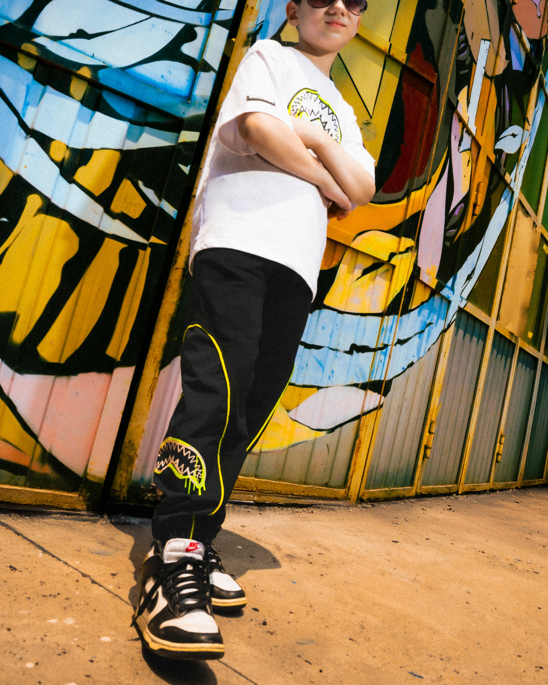 GRAFFITI BEAR BAGGY PANTS BLK