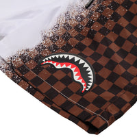 SPRAY SHARK IN PARIS BROWN SWIM TRUNKS WHT