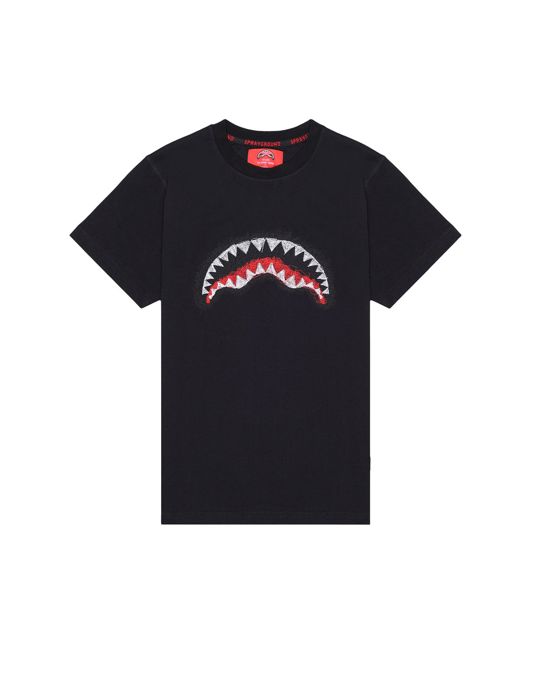 SCRIBBLE EMBROIDERY SHARK REG T-SHIRT BLK