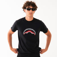 SCRIBBLE EMBROIDERY SHARK REG T-SHIRT BLK