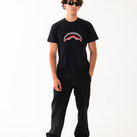 SCRIBBLE EMBROIDERY SHARK REG T-SHIRT BLK
