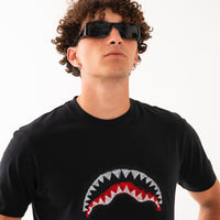 SCRIBBLE EMBROIDERY SHARK REG T-SHIRT BLK