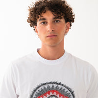 SCRIBBLE EMBROIDERY SHARK REG T-SHIRT WHT