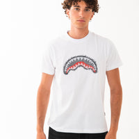 SCRIBBLE EMBROIDERY SHARK REG T-SHIRT WHT