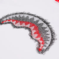 SCRIBBLE EMBROIDERY SHARK REG T-SHIRT WHT