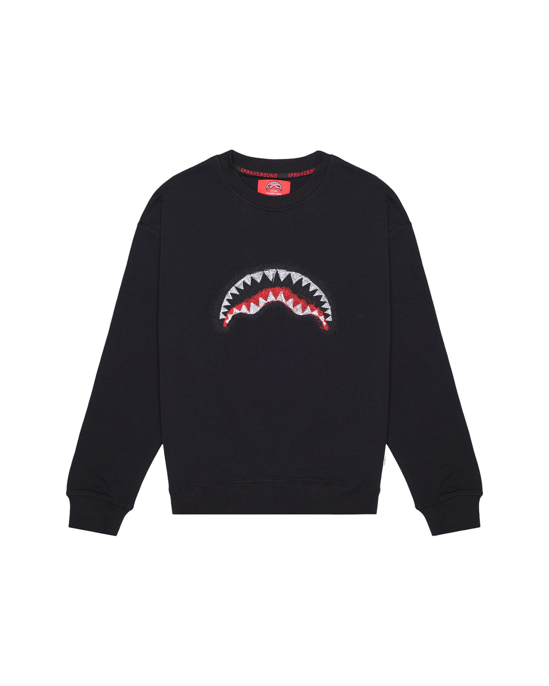 SCRIBBLE EMBROIDERY SHARK CREW BLK
