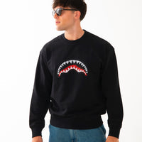 SCRIBBLE EMBROIDERY SHARK CREW BLK