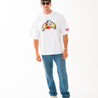 MONEY MAKES THE WORLD BOXY T-SHIRT WHT