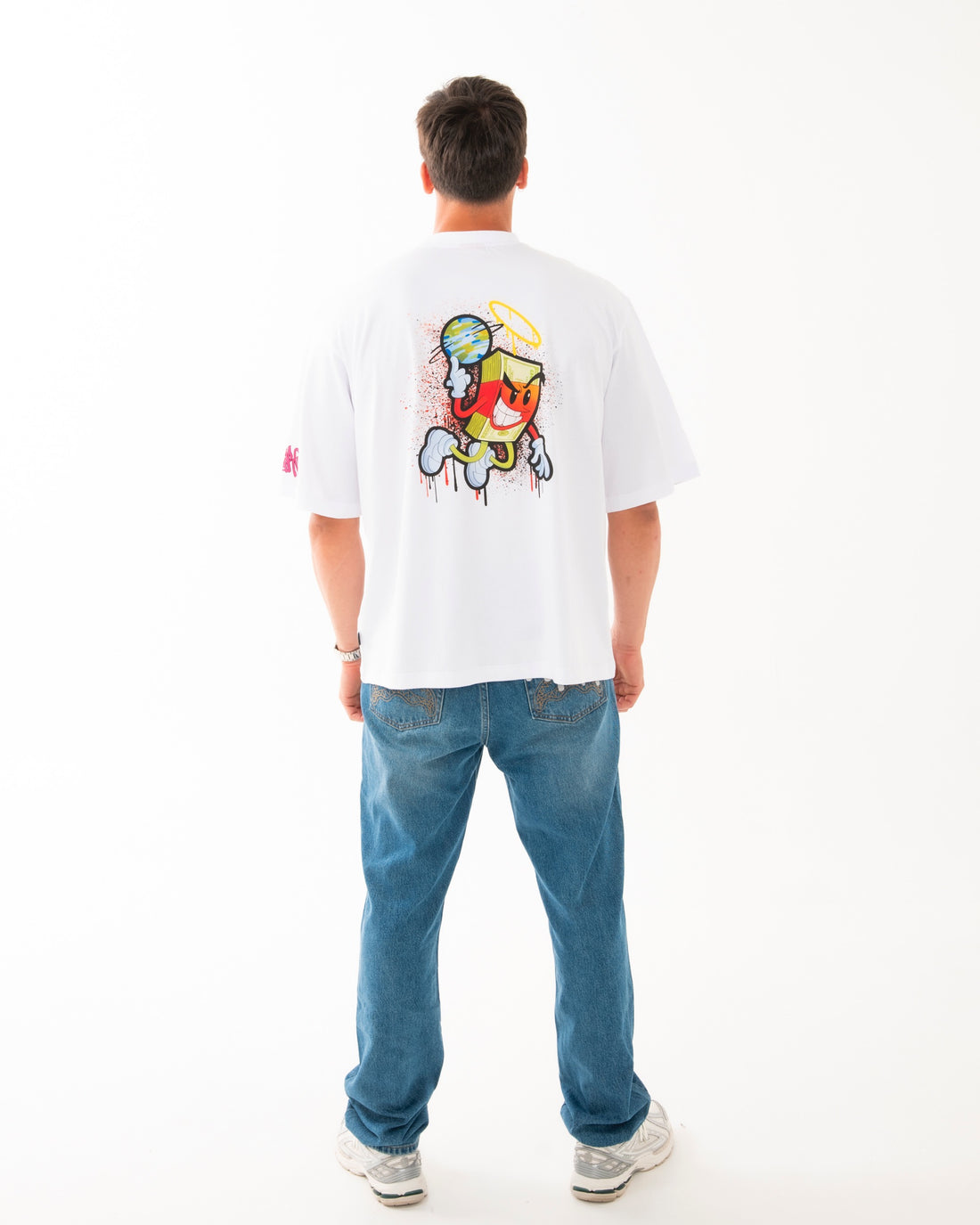 MONEY MAKES THE WORLD BOXY T-SHIRT WHT