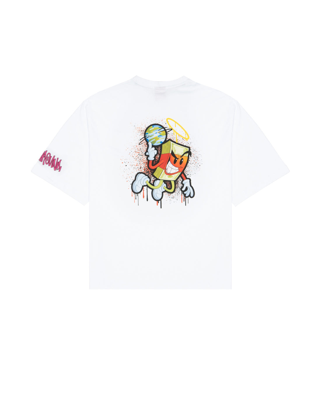 MONEY MAKES THE WORLD BOXY T-SHIRT WHT