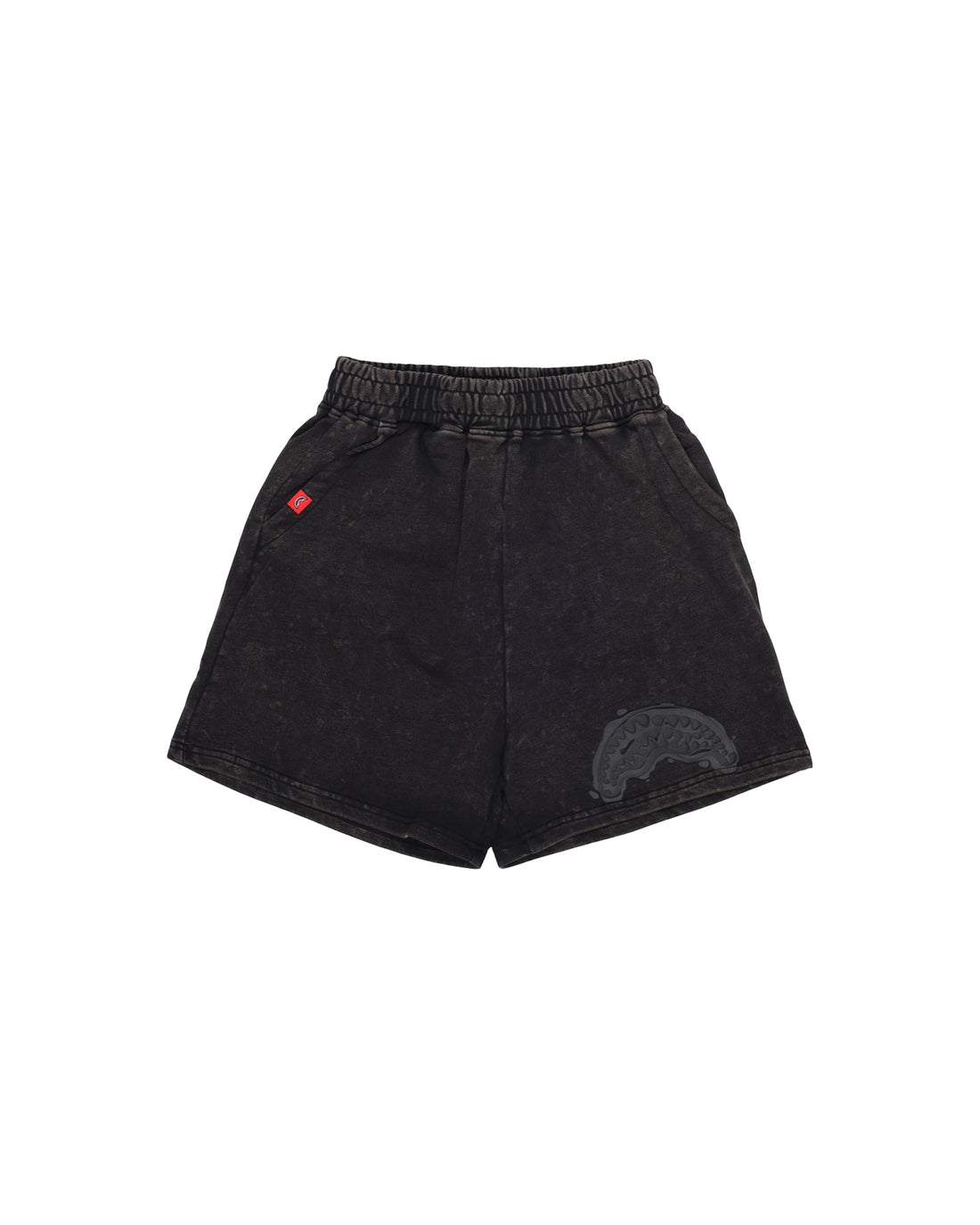 STONE WASHED MELTED SHARK SHORTS BLK