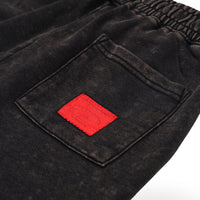 STONE WASHED MELTED SHARK SHORTS BLK