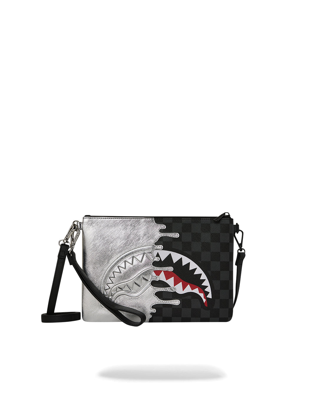 SILVER SIDE DRIP BLACK CHECK CROSSBODY POUCHETTE