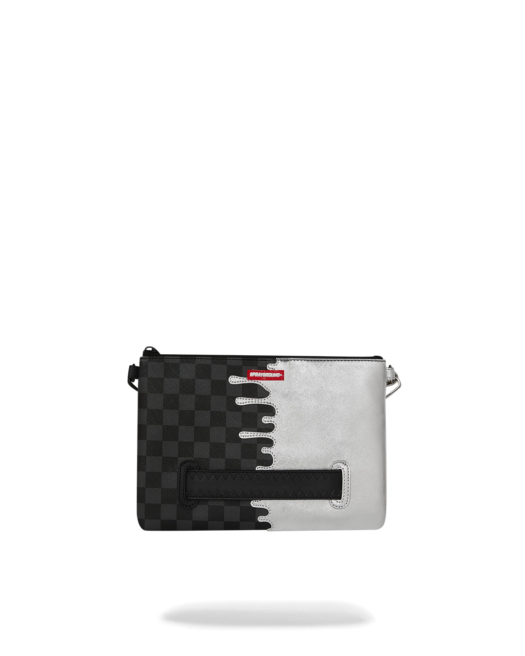 SILVER SIDE DRIP BLACK CHECK CROSSBODY POUCHETTE