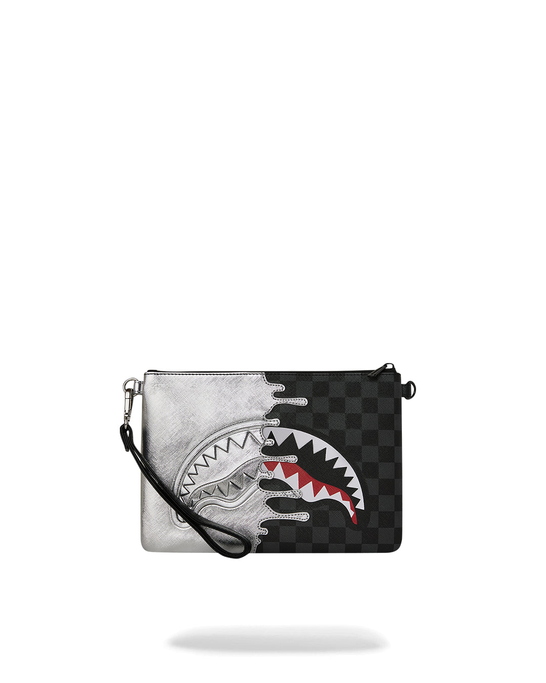 SILVER SIDE DRIP BLACK CHECK CROSSBODY POUCHETTE