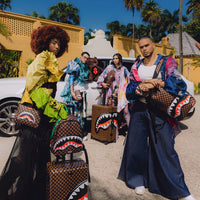 SHARKS IN PARIS WTF BUBBLE BROWN CHECK POUCH