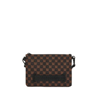 SHARKS IN PARIS WTF BUBBLE BROWN CHECK CROSSOVER CLUTCH