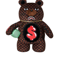 SHARKS IN PARIS WTF BUBBLE BROWN CHECK MONEYBEAR BACKPACK