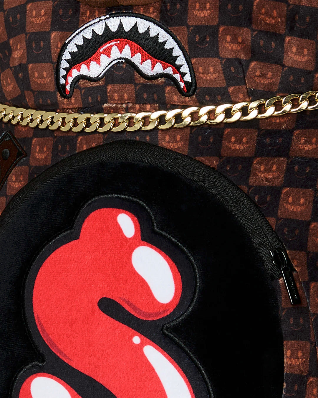 SHARKS IN PARIS WTF BUBBLE BROWN CHECK MONEYBEAR BACKPACK