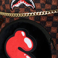 SHARKS IN PARIS WTF BUBBLE BROWN CHECK MONEYBEAR BACKPACK