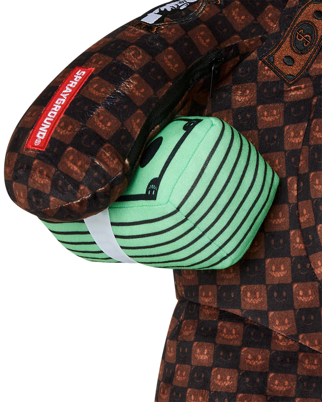SHARKS IN PARIS WTF BUBBLE BROWN CHECK MONEYBEAR BACKPACK
