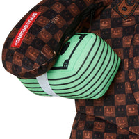 SHARKS IN PARIS WTF BUBBLE BROWN CHECK MONEYBEAR BACKPACK