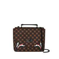 SHARKS IN PARIS WTF BUBBLE BROWN CHECK HANDBAG