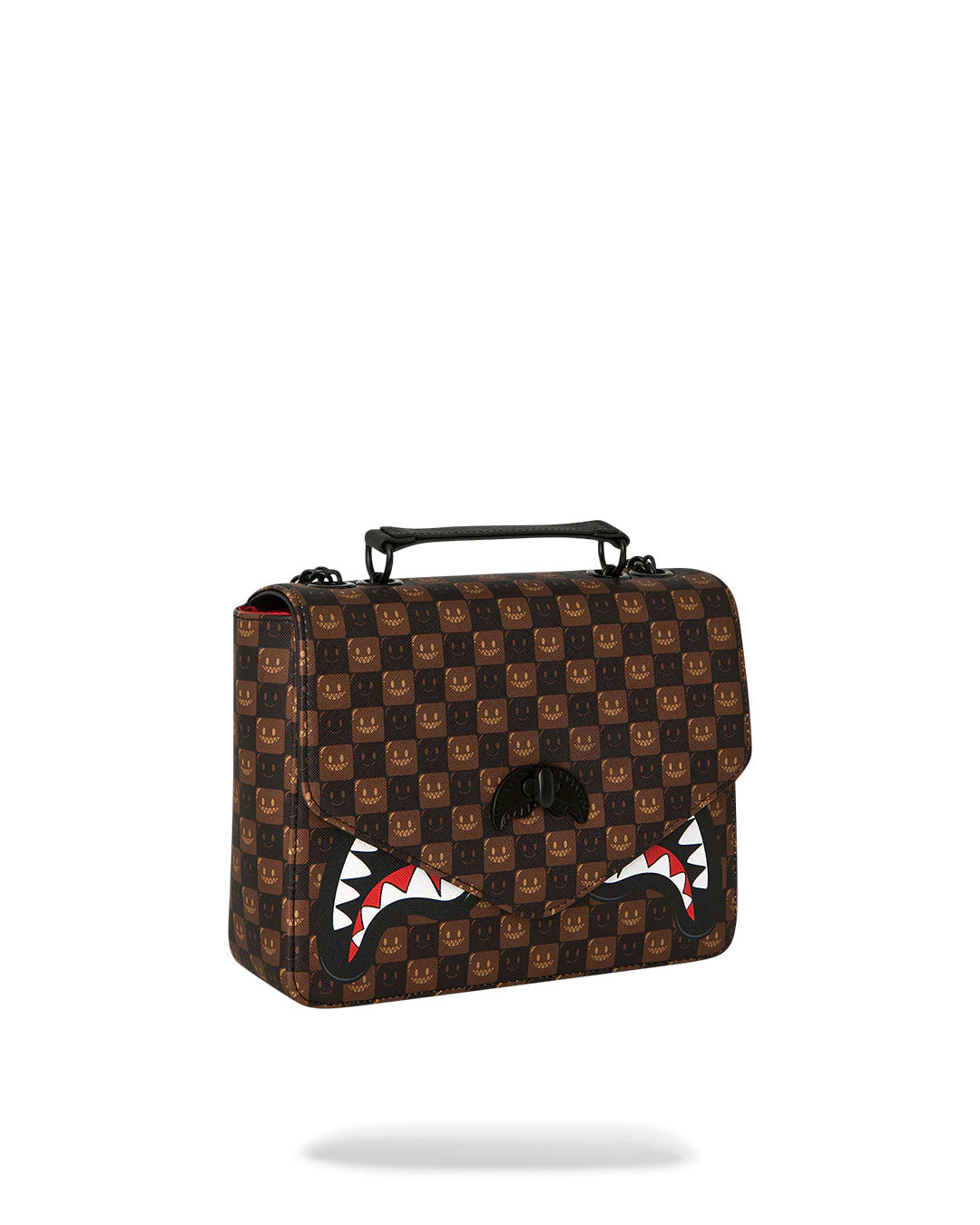 SHARKS IN PARIS WTF BUBBLE BROWN CHECK HANDBAG